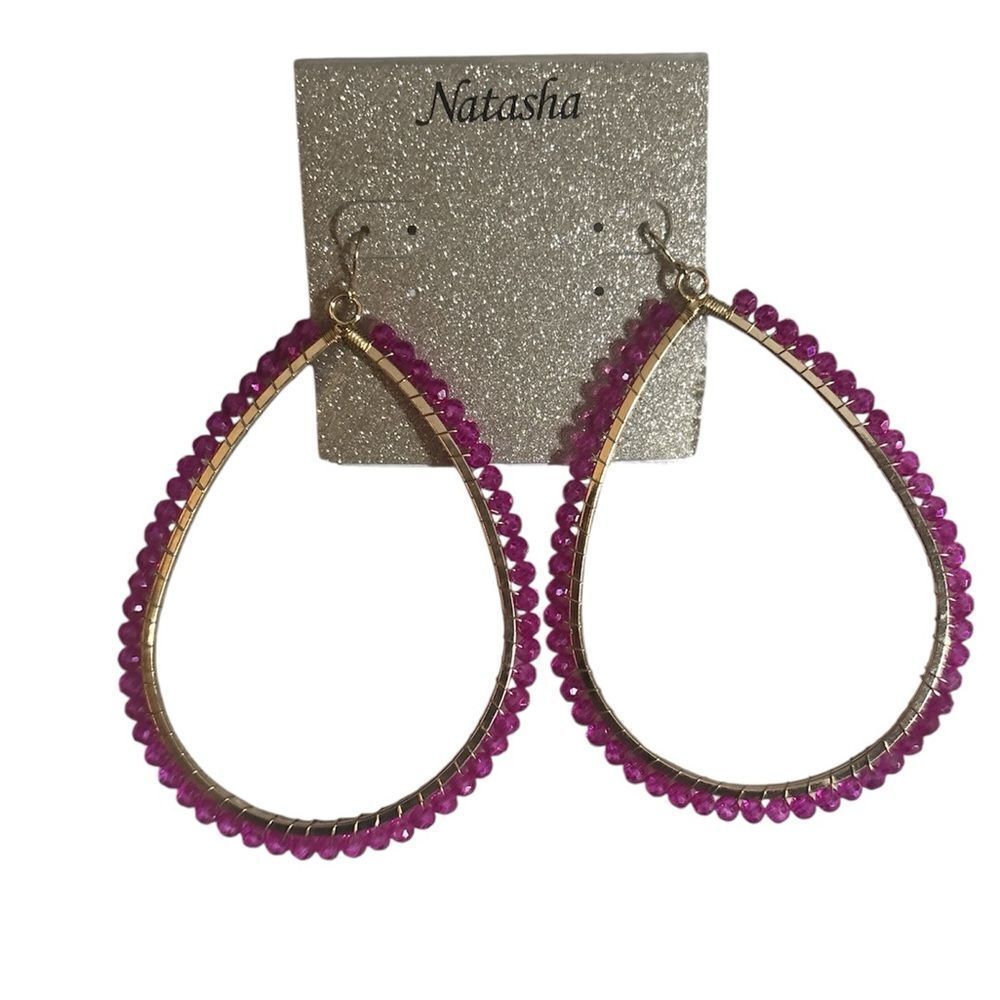 Natasha fuchsia Teardrop Earrings